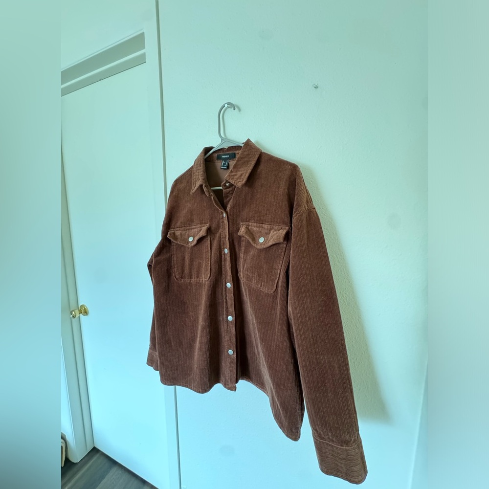 forever 21 corduroy collared shirt women size medium